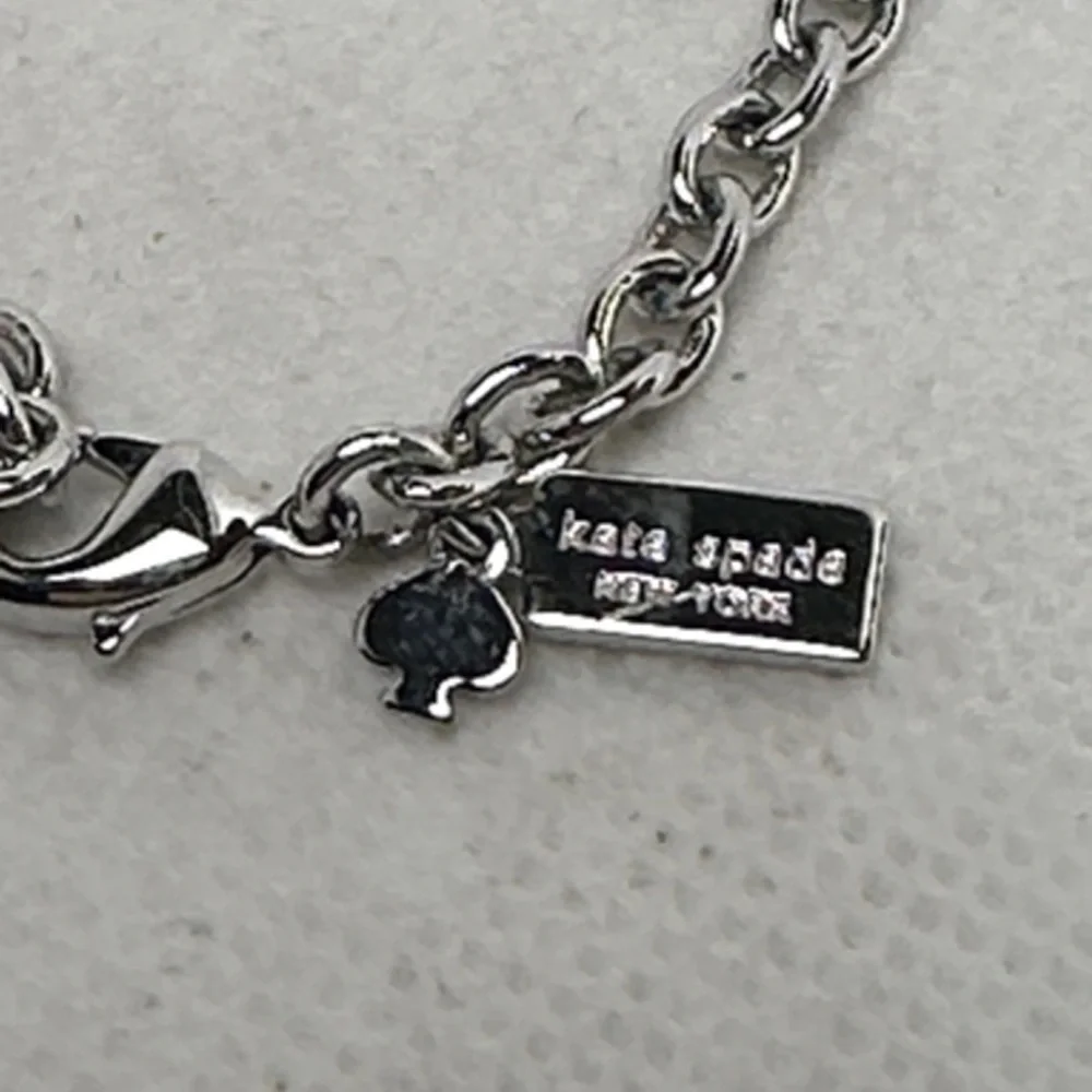 Kate Spade Hancock Park Gray & Beige Collar Necklace 17” Drop / 2” Extender EUC